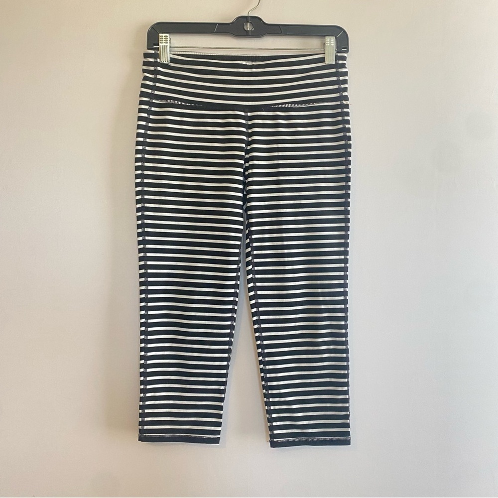 Athleta Black‎ and White Striped Leggings
